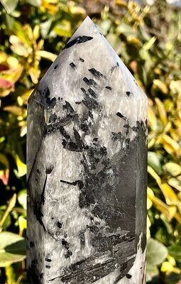 Grosse 19,5cm Kristall Spitze mit Fantastischem Turmalin