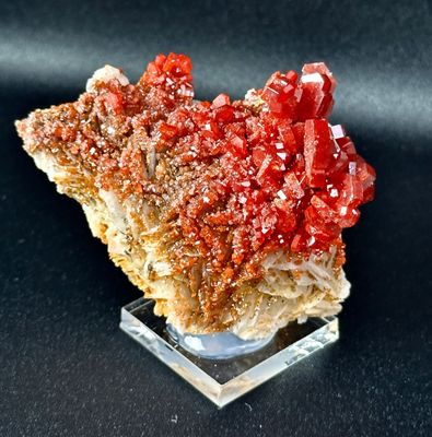 AAA Seltener Vanadinit auf Baryt Tafeln Matrix Sammlerstufe