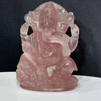AAA Rosenquarz Garnesha Elefantengott Tibet