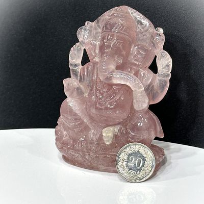 AAA Rosenquarz Garnesha Elefantengott Tibet