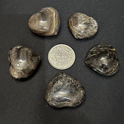 Mondstein Herz braun Schwarz 31 - 36 mm