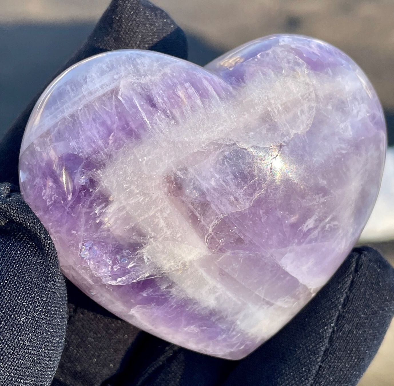 Chevron Amethyst Herz mit Fantastischem Glanz