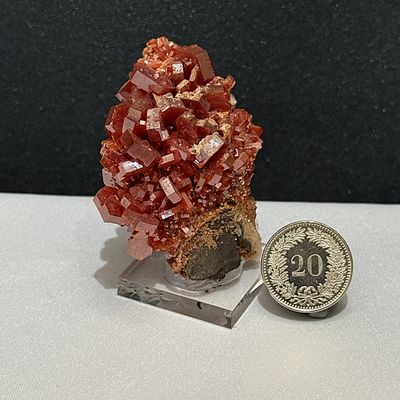 Fantastischer Blutroter Vanadinit auf Sockel