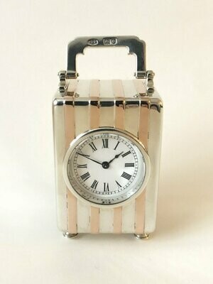 Antique Silver And Rose Gold Carriage Clock