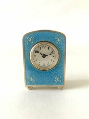 Blue Miniature Guilloche Carriage Clock