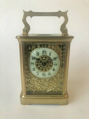 Floral Masked Dial Timepiece Carriage Clock