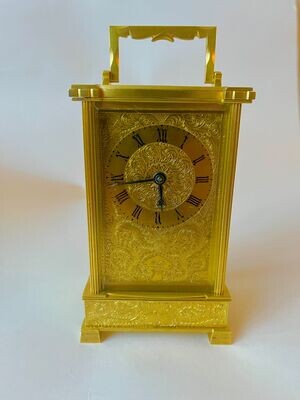 Engraved Case English Fusee Carriage Clock