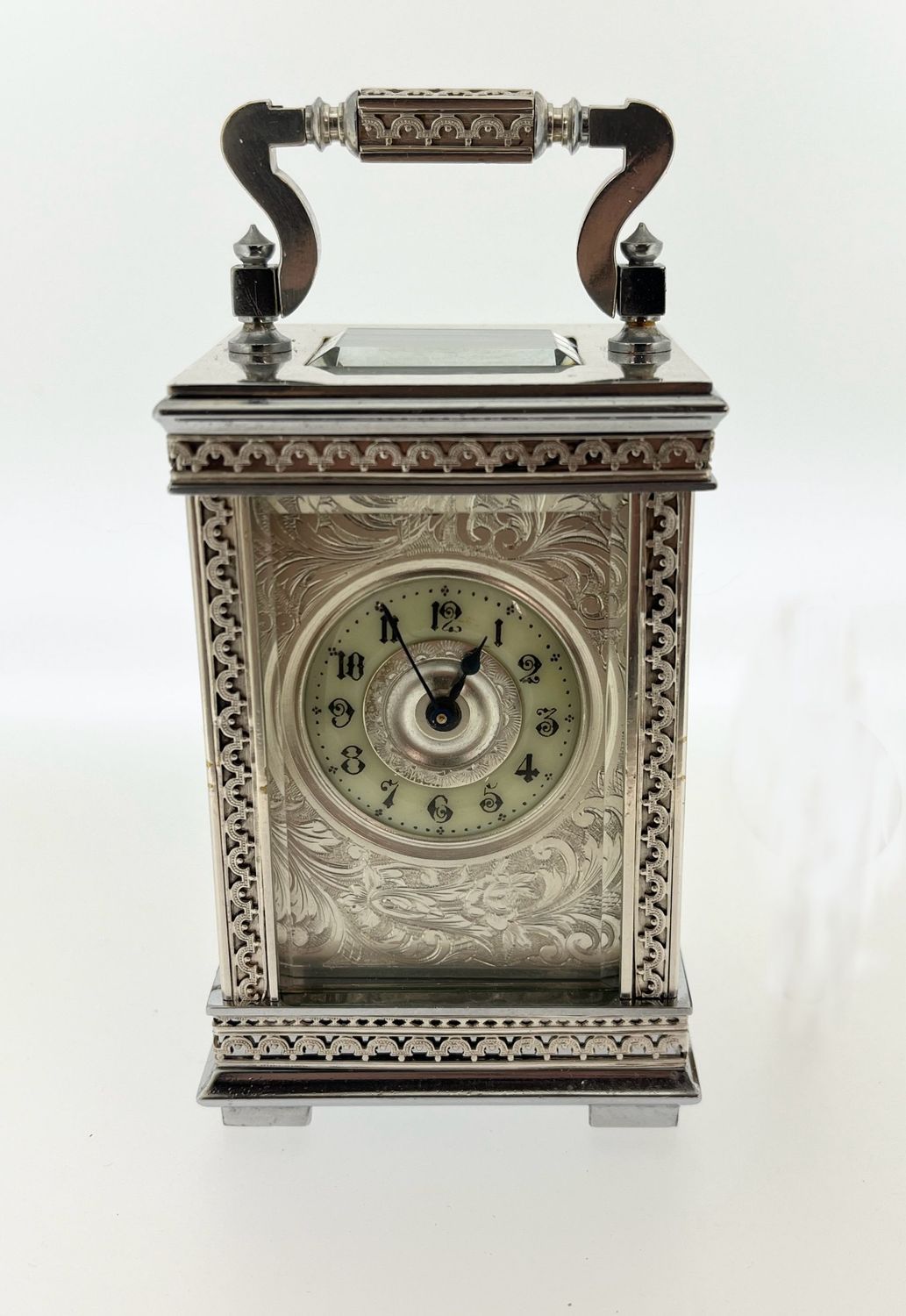Ornate Silver Plated Carriage Clock