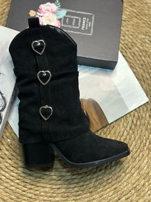 Bota vaquera corazón mky 2635 Negro