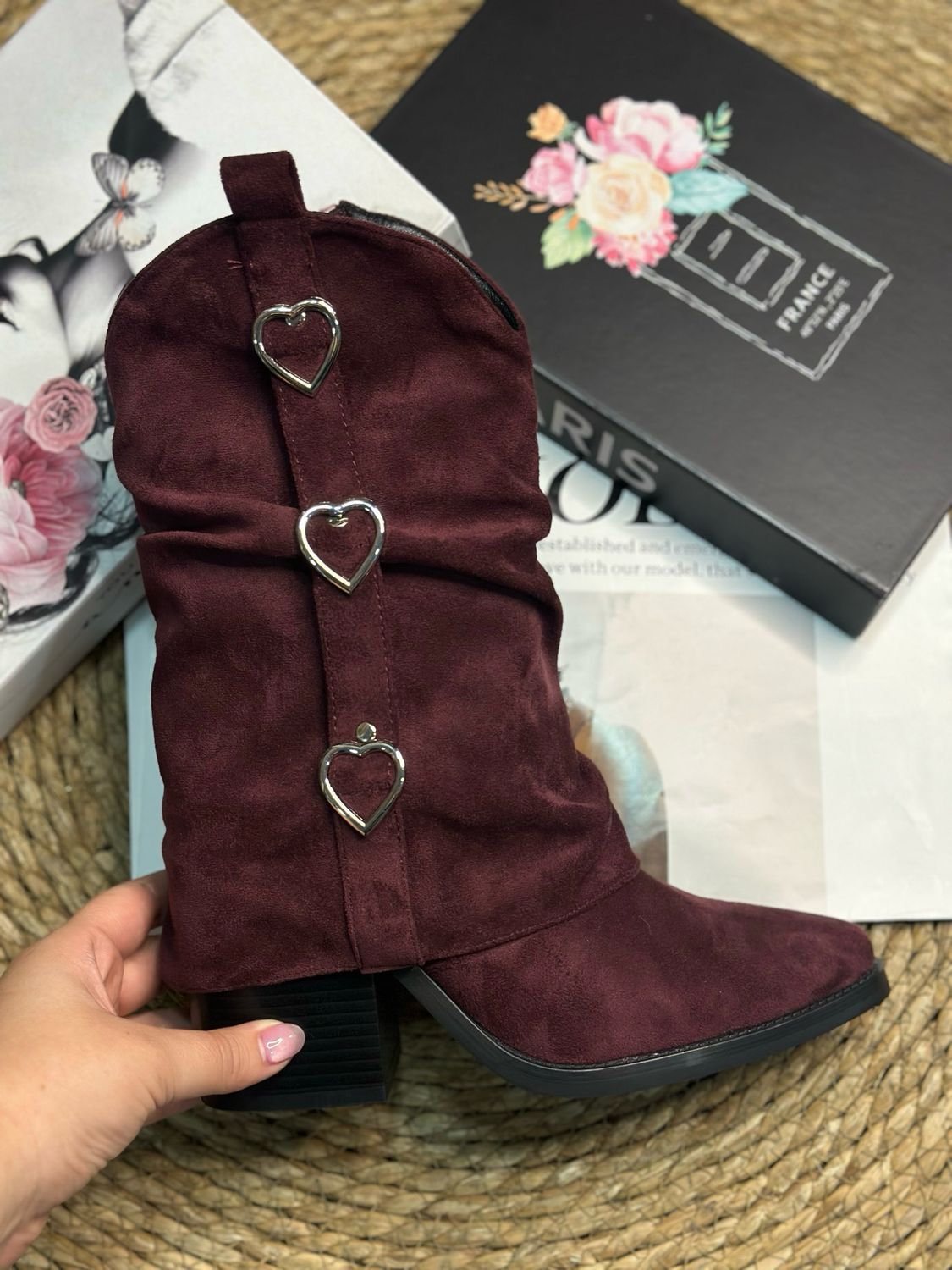 Bota vaquera corazón mky 2635 Burgundy
