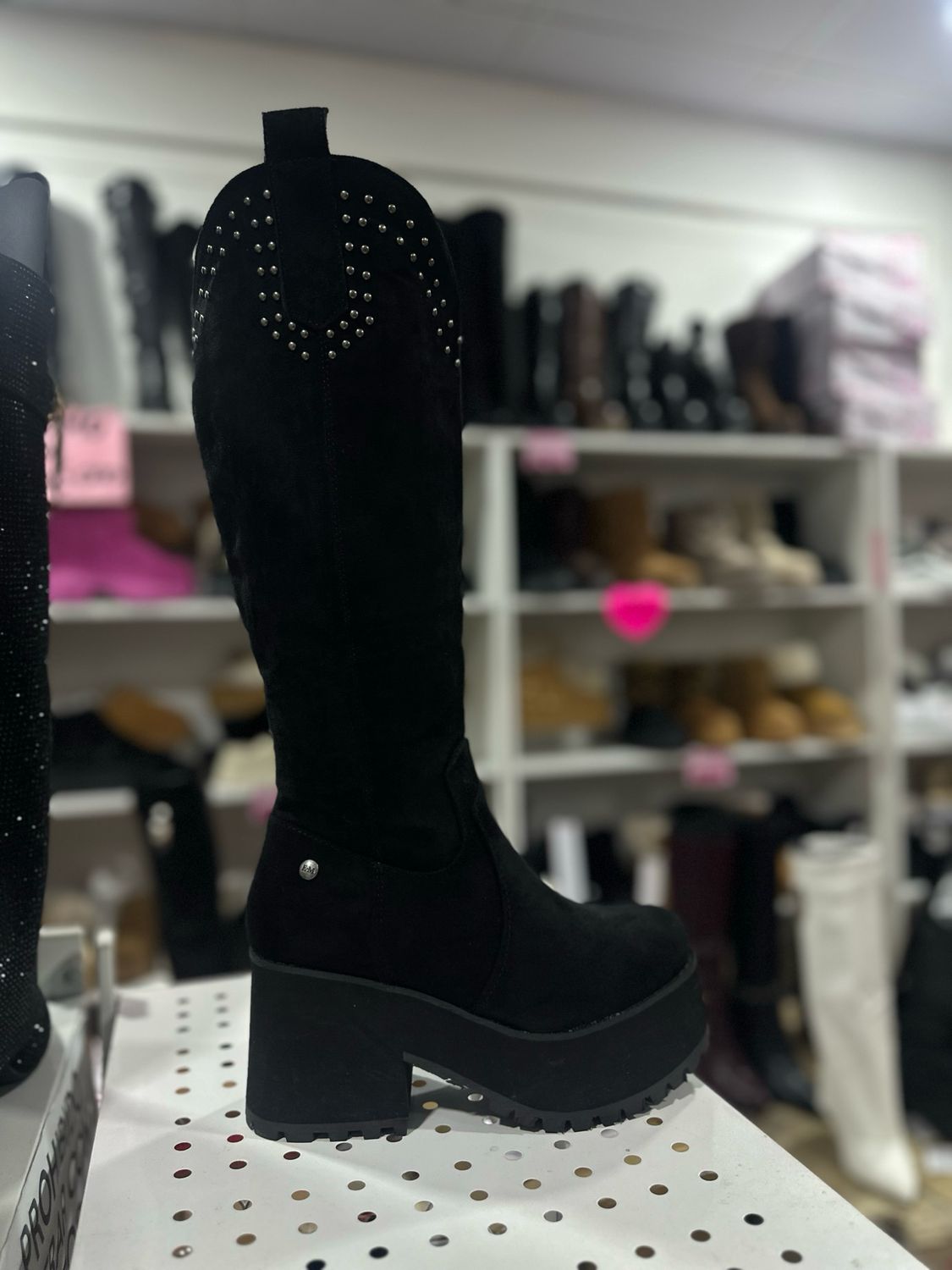 Bota negra plataforma gamuza R63