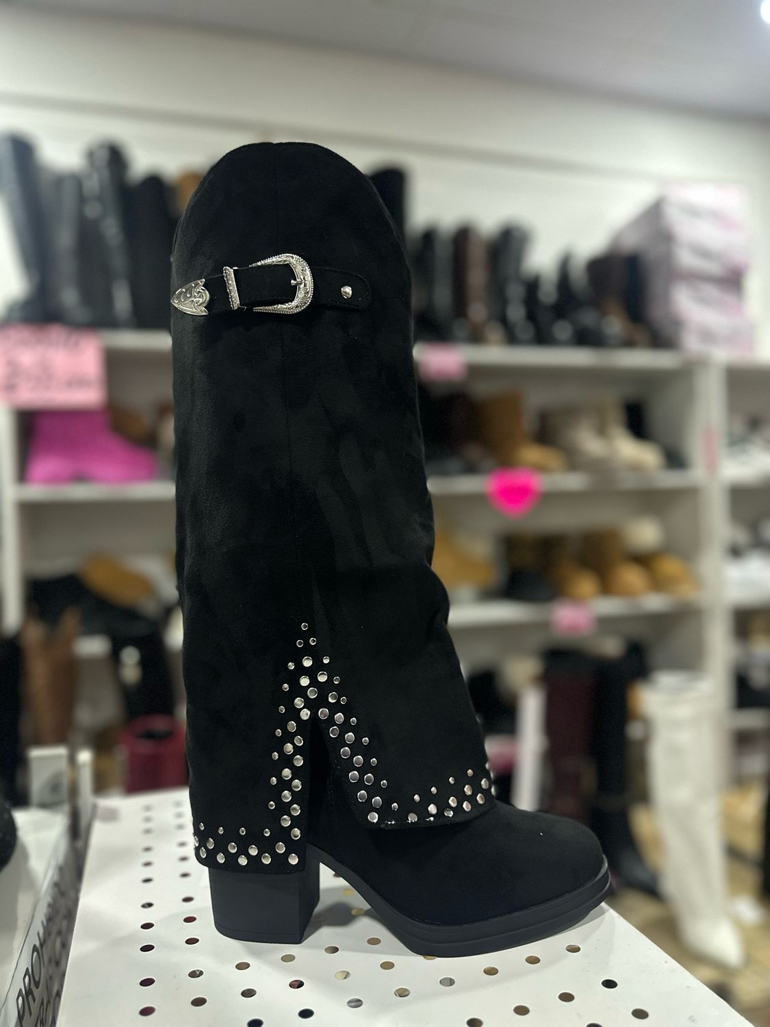Bota negra gamuza texana 2685-1