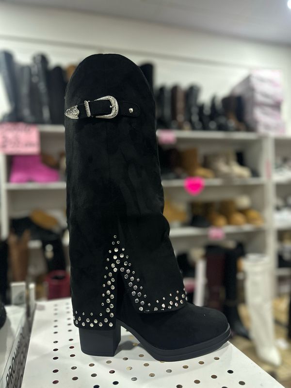 Bota negra gamuza texana 2685-1