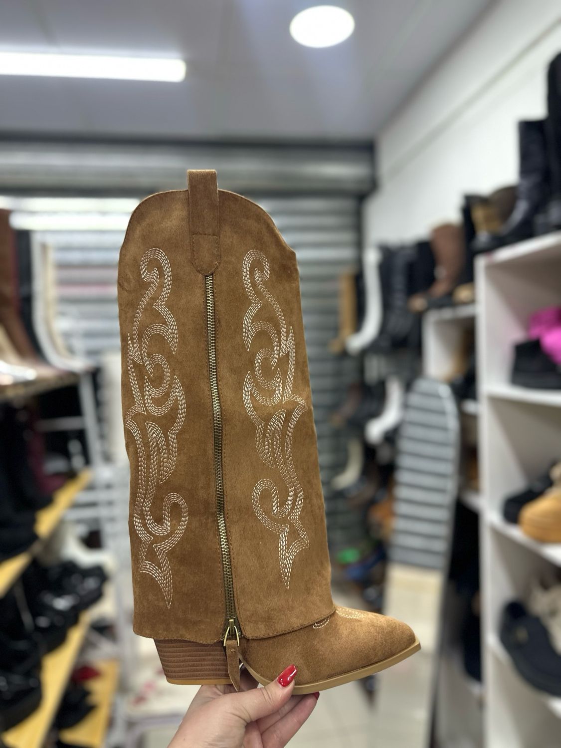 Bota texana gamuza bordada CAMEL 6G02-19