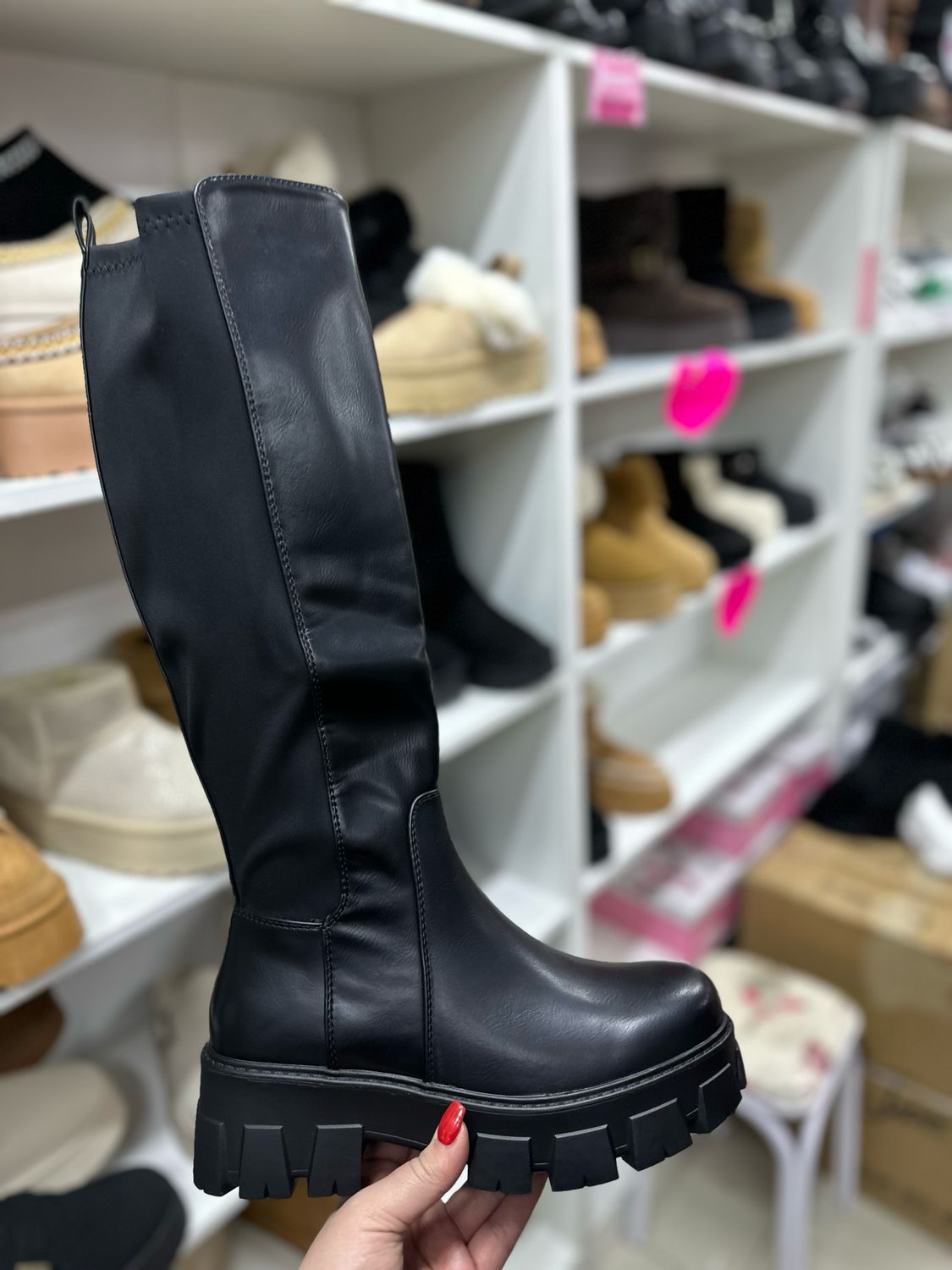 Bota estilo Cmoran pierna elasticada 21JS73 NEGRO