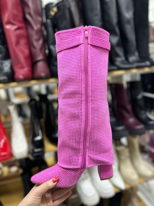 Bota candado brillo Z81 FUCSIA