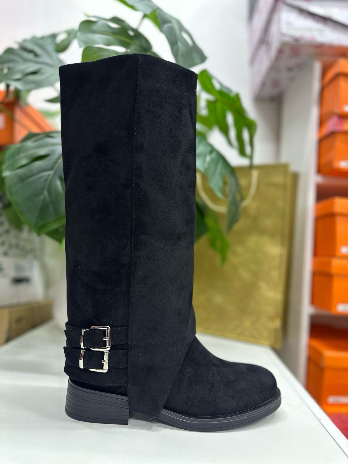 Bota gamuza 2671 NEGRO para pantorrilla ancha