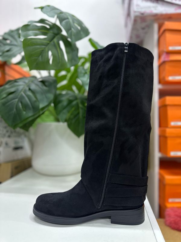 Bota gamuza 2671 NEGRO para pantorrilla ancha