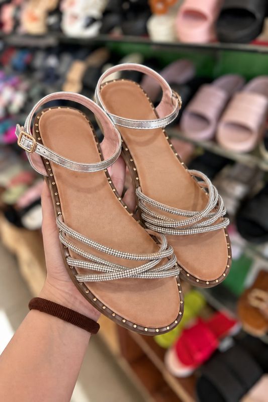 Sandalia baja brillo TX-1715 SILVER