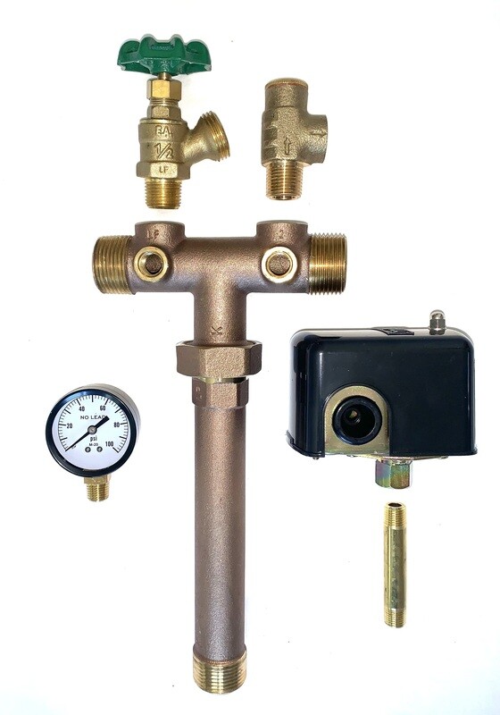 Pump Control Kit/ Tank Tee Kit, 1" MPT X 11" Tank Tee, 40/60 Pressure Switch, Lead-Free Brass