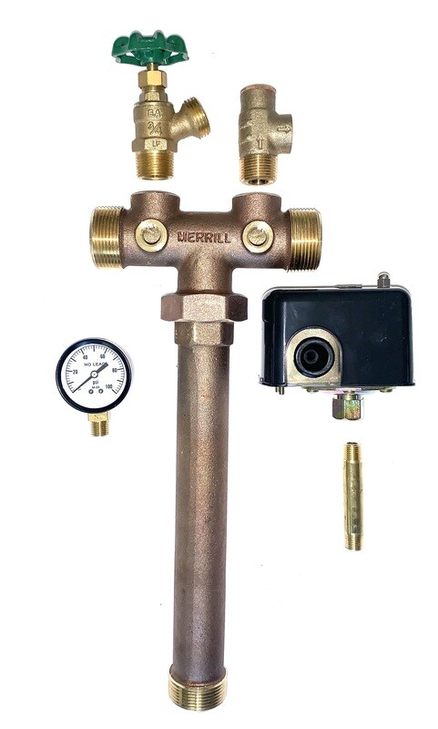 Pump Control Kit/ Tank Tee Kit, 1-1/4" MPT X 14" Tank Tee, 40/60 Pressure Switch, Lead-Free Brass