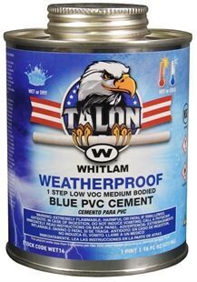 TALON WEATHERPROOF Blue Medium Bodied Low VOC PVC Cement (Quart - .95L)