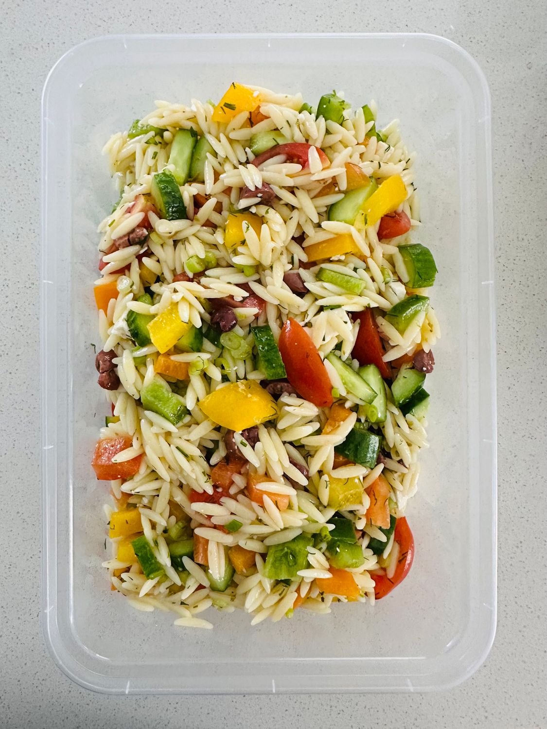 Mar/Tue 10-21 STAFF Greek Orzo Pasta Salad