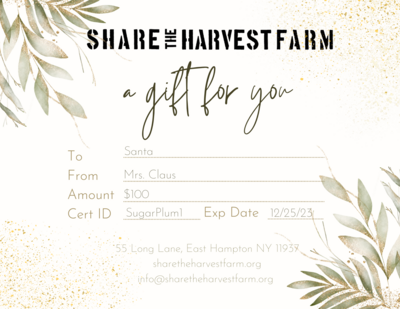 Share the Harvest Gift Certificate $200.00