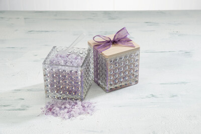 Lavender in Square Glass Dot Jar, 20 oz.
