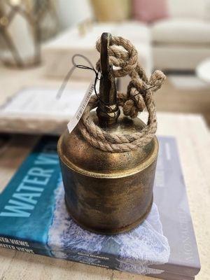 Antique Brass Bell w/ Rope 9H x 5.5W