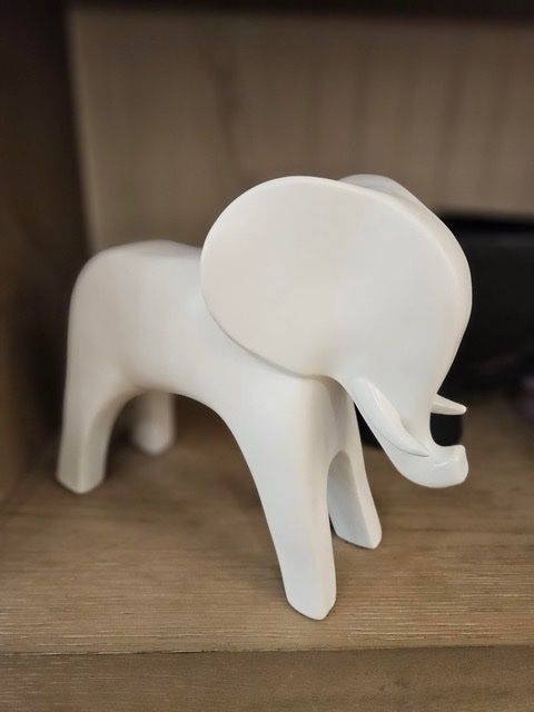 Elephant Matte White Ceramic, 8&quot;H