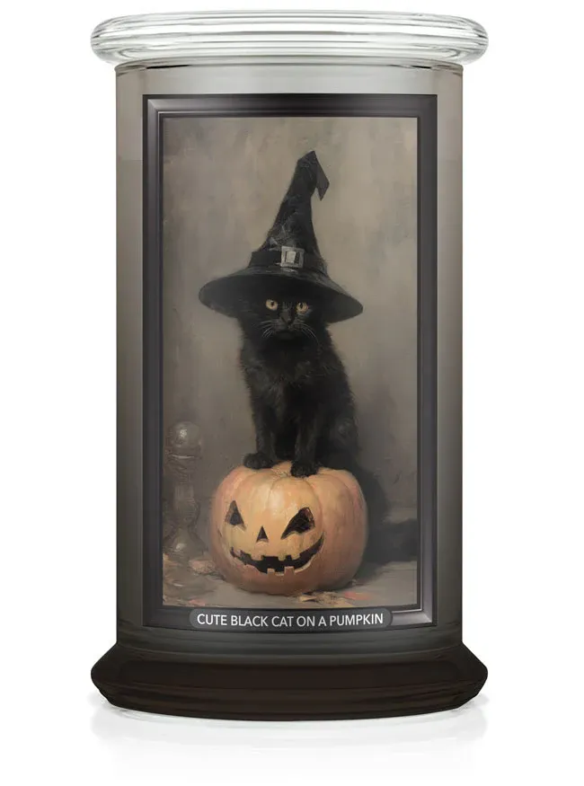 66189 Candle - Black Cat On Pumpkin, 2 Wick, 22oz