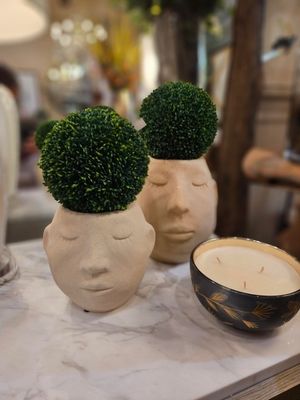 Planters - Tan Ceramic Face (S) 4.5x6&quot;