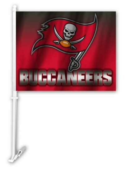 Car / Auto Window Flags - NFL Tempa Bay Buccaneers. 2-sided Logo Ombre
