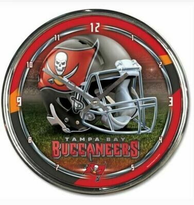 Chrome Round Clock - NFL Tampa Bay Buccaneers