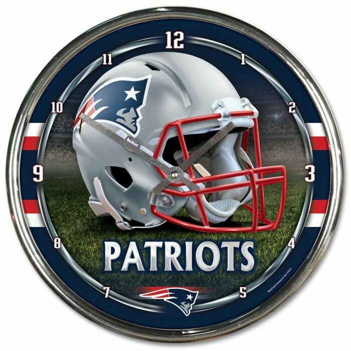 Chrome Round Wall Clocks NFL New England Patriots
