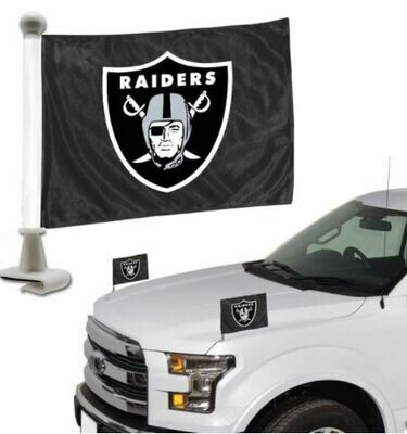 Set of Las Vegas Raiders NFL Ambassador Auto Flag Pair