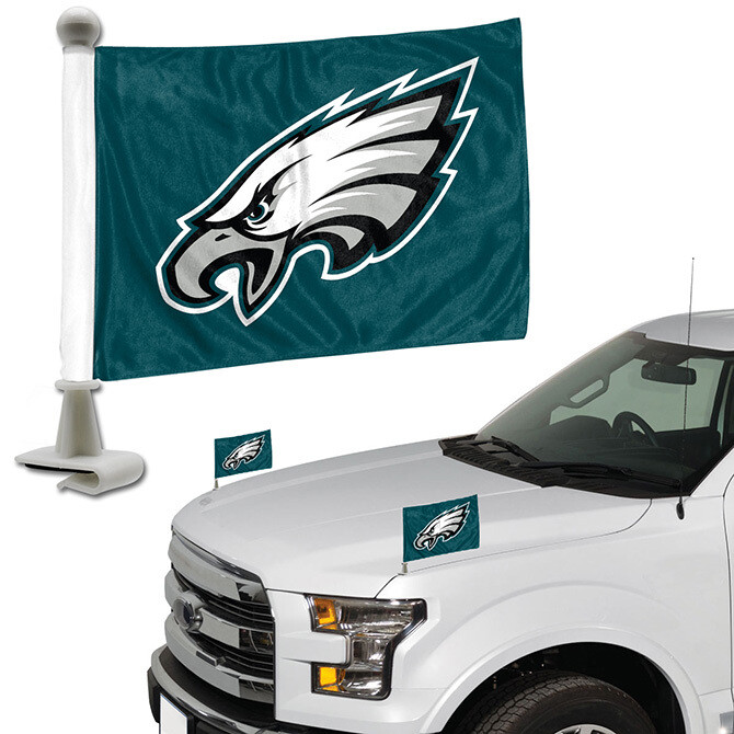 Set of Philadelphia Eagles NFL Ambassador Auto Flag or Hood & Trunk Gameday Flag Pair.