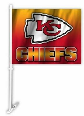 Car / Auto Window Flags - NFL Kansas City Chiefs. 2-sided. Ombre
