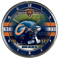 Chrome Round Wall Clocks - NFL Chicago Bears