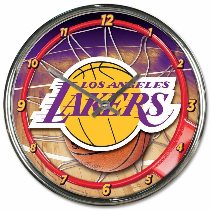Chrome Round Wall Clocks - NBA Los Angeles Lakers