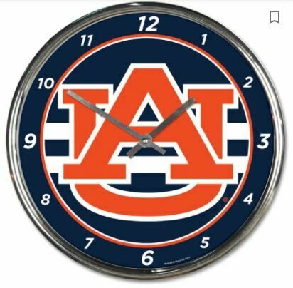 Chrome Round Wall Clocks - NCAA Auburn Tigers