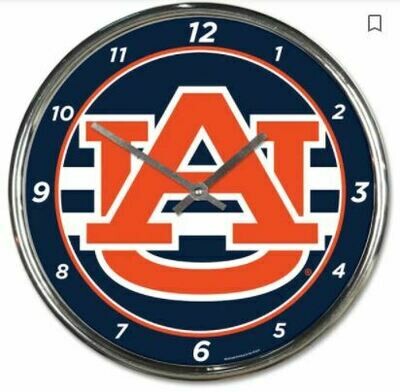 Chrome Round Wall Clocks - NCAA Auburn Tigers