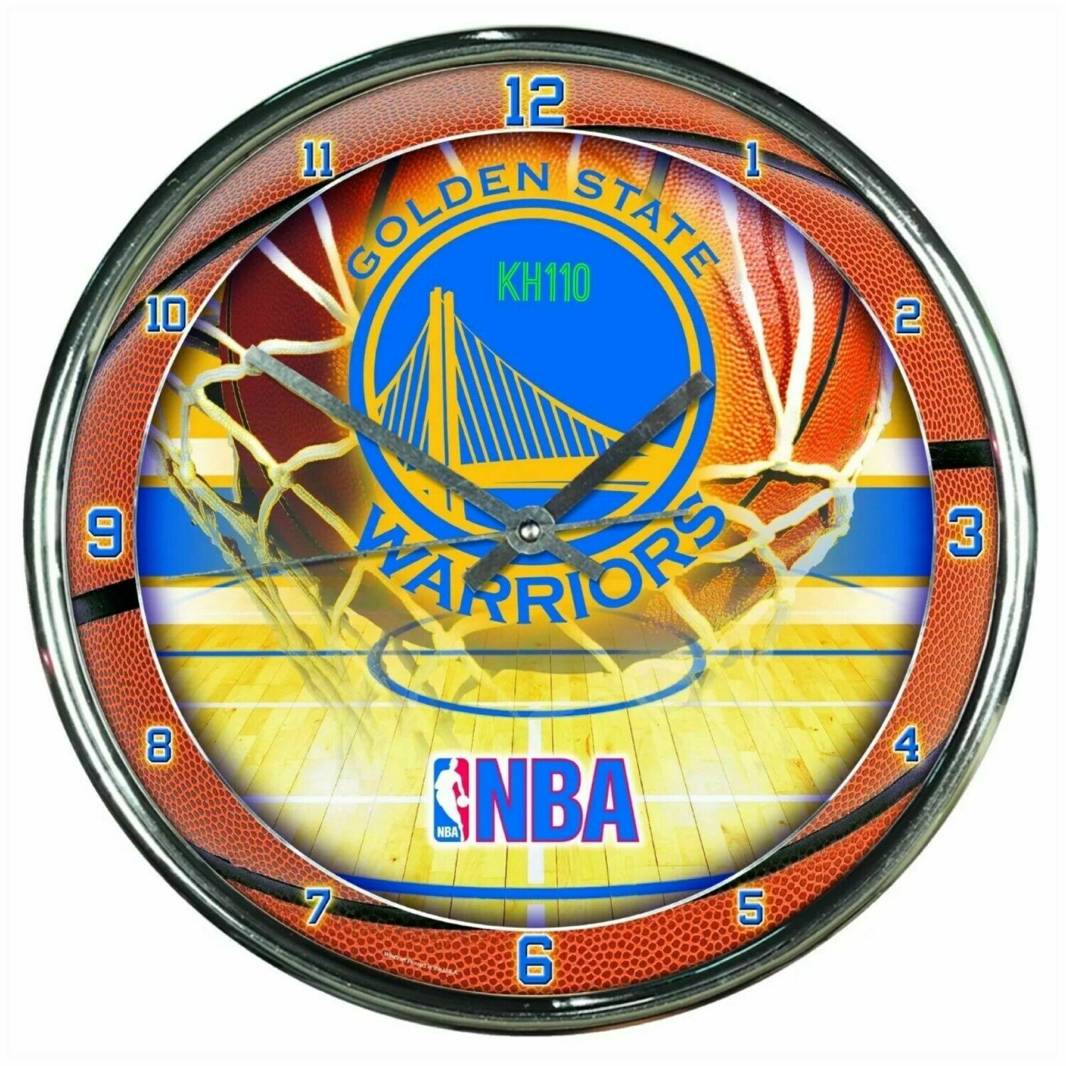 Chrome Round Wall Clocks - NBA Golden State Warriors