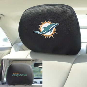 Head Rest Cover - NFL Miami Dolphins. Sold in Pairs