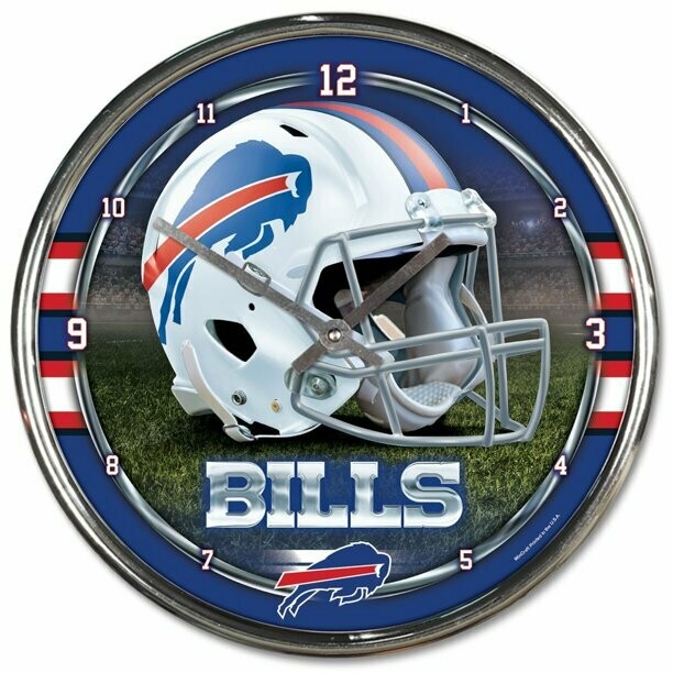 Chrome Round Wall Clocks - NFL Buffalo Bills