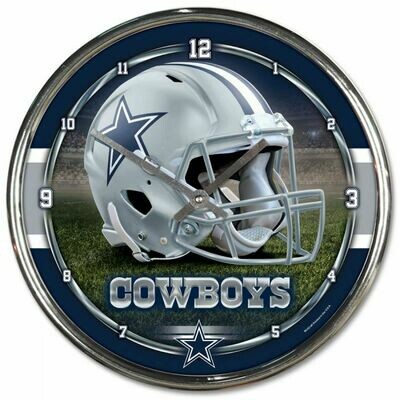 Chrome Round Wall Clocks - NFL Dallas Cowboys