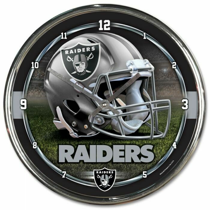 Chrome Round Wall Clocks - NFL Las Vegas Raiders