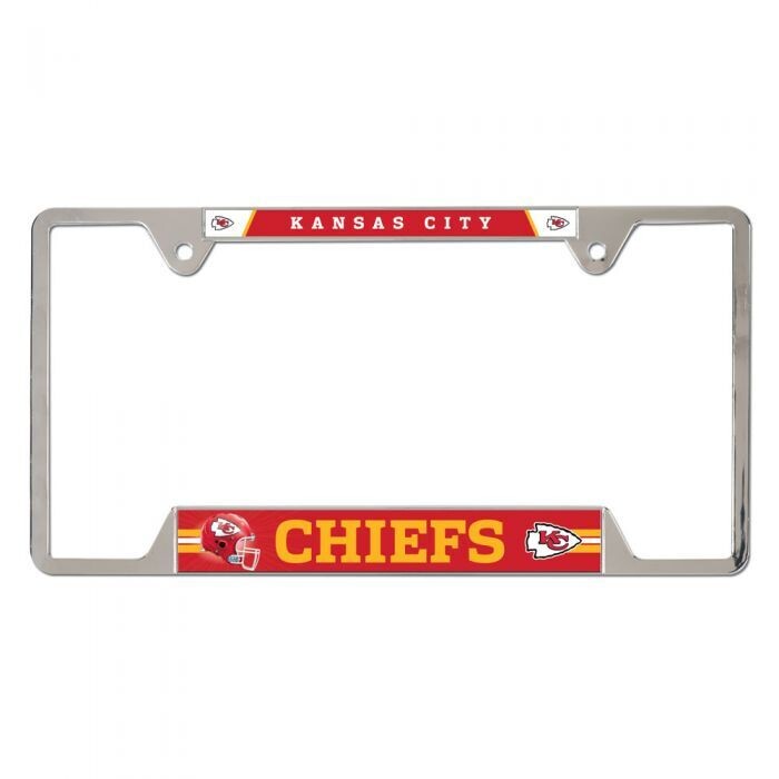 License Plate Frame - Black - Footballs - NFL Kansas City Chiefs