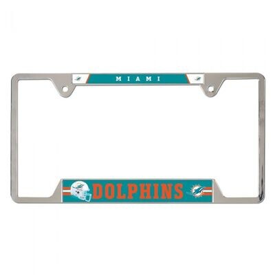 License Plate Frame - Black - Footballs NFL Miami Dolphins
